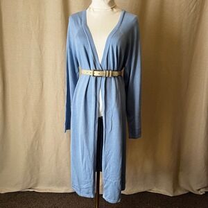 Talbots Petites Silk Cashmere Long Cardigan Duster Coatigan Light Blue XLP NWT‎